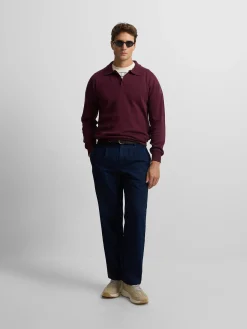 Jersey cuello polo burdeos
