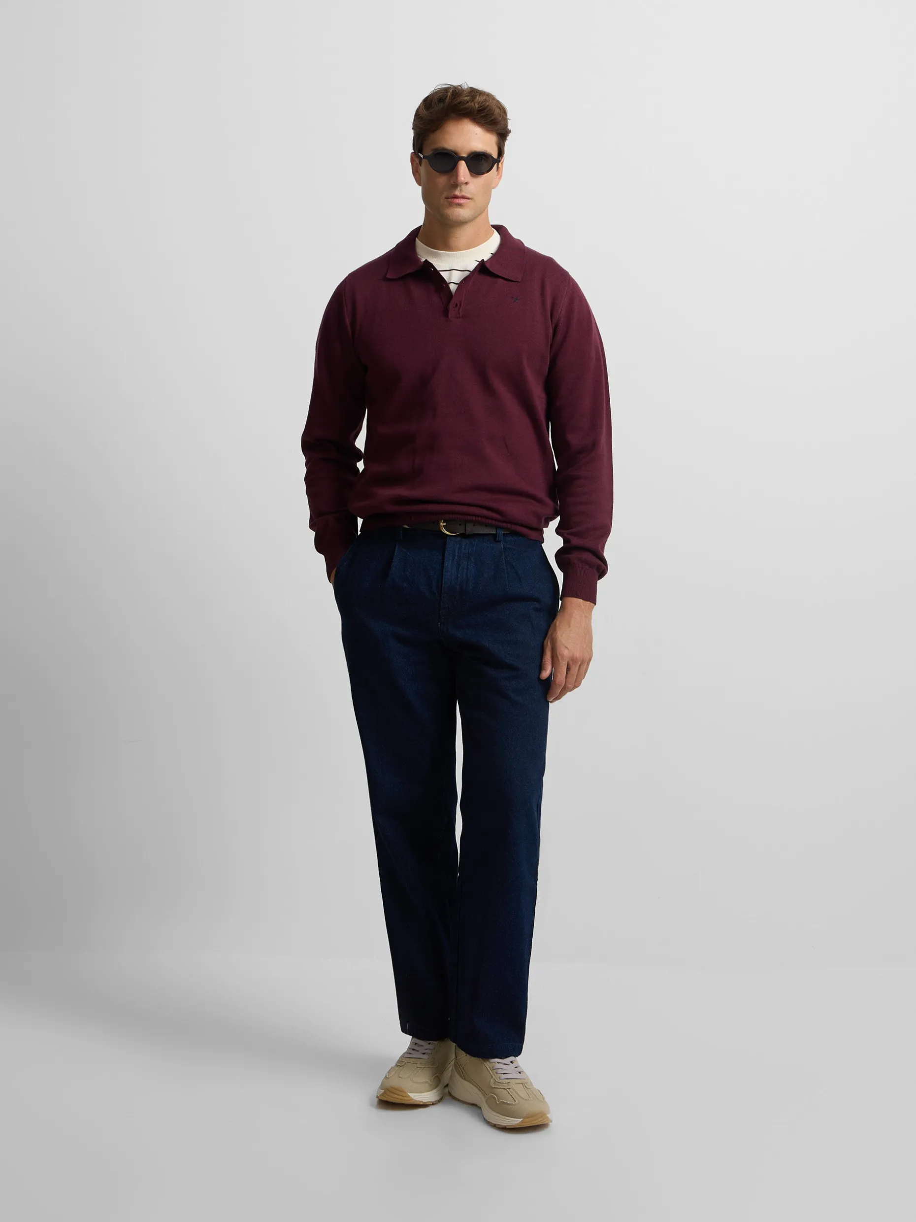Jersey cuello polo burdeos