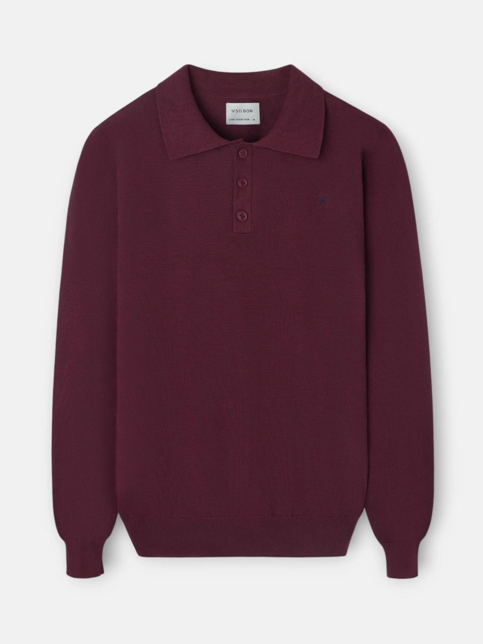 Jersey cuello polo burdeos