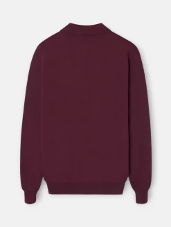 Jersey cuello polo burdeos