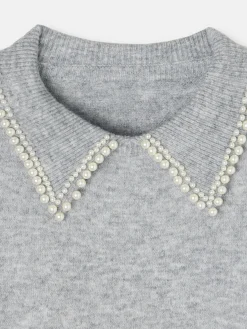 Jersey cuello polo gris