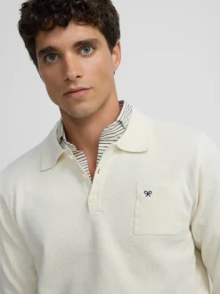 Jersey cuello polo minilogo beige