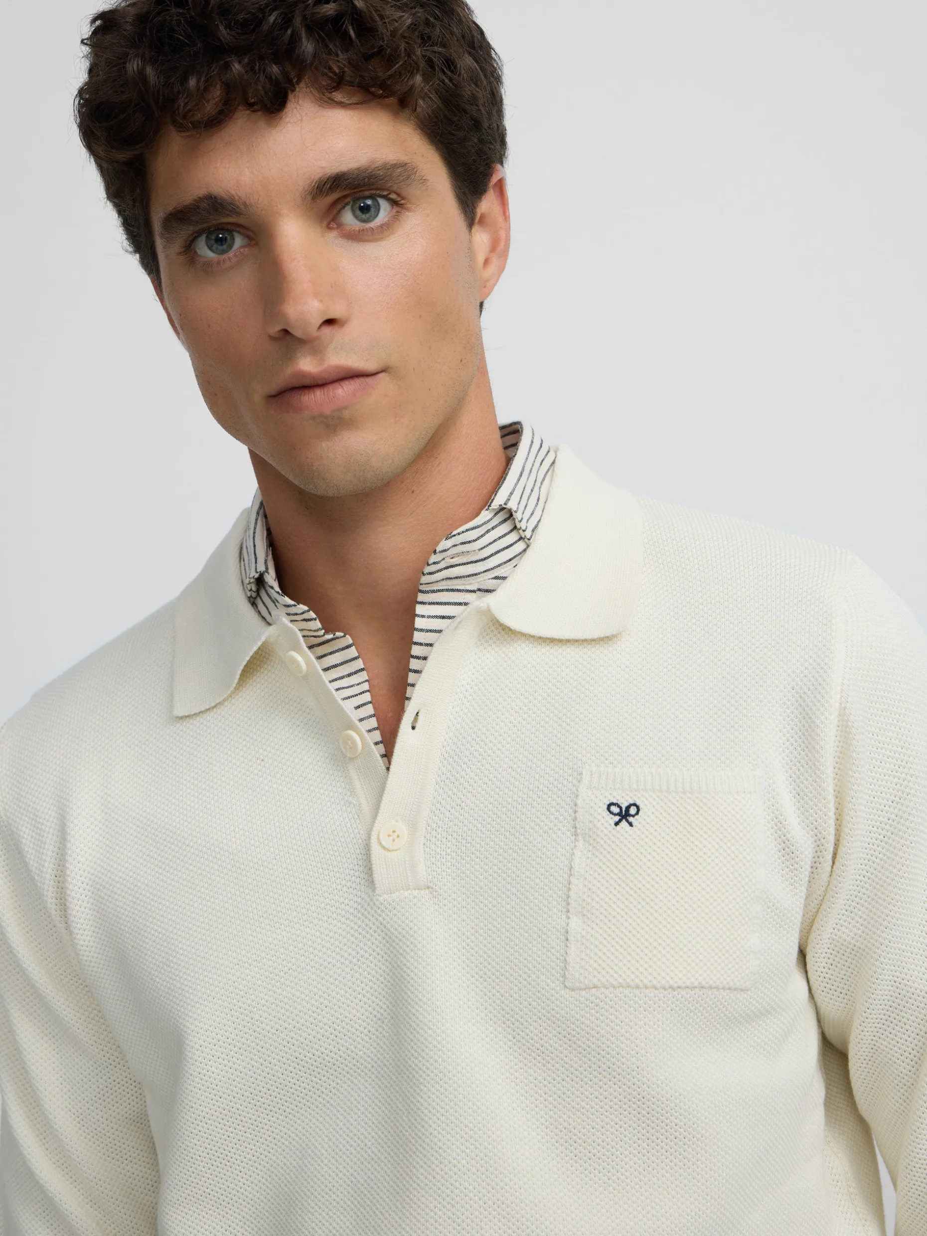 Jersey cuello polo minilogo beige