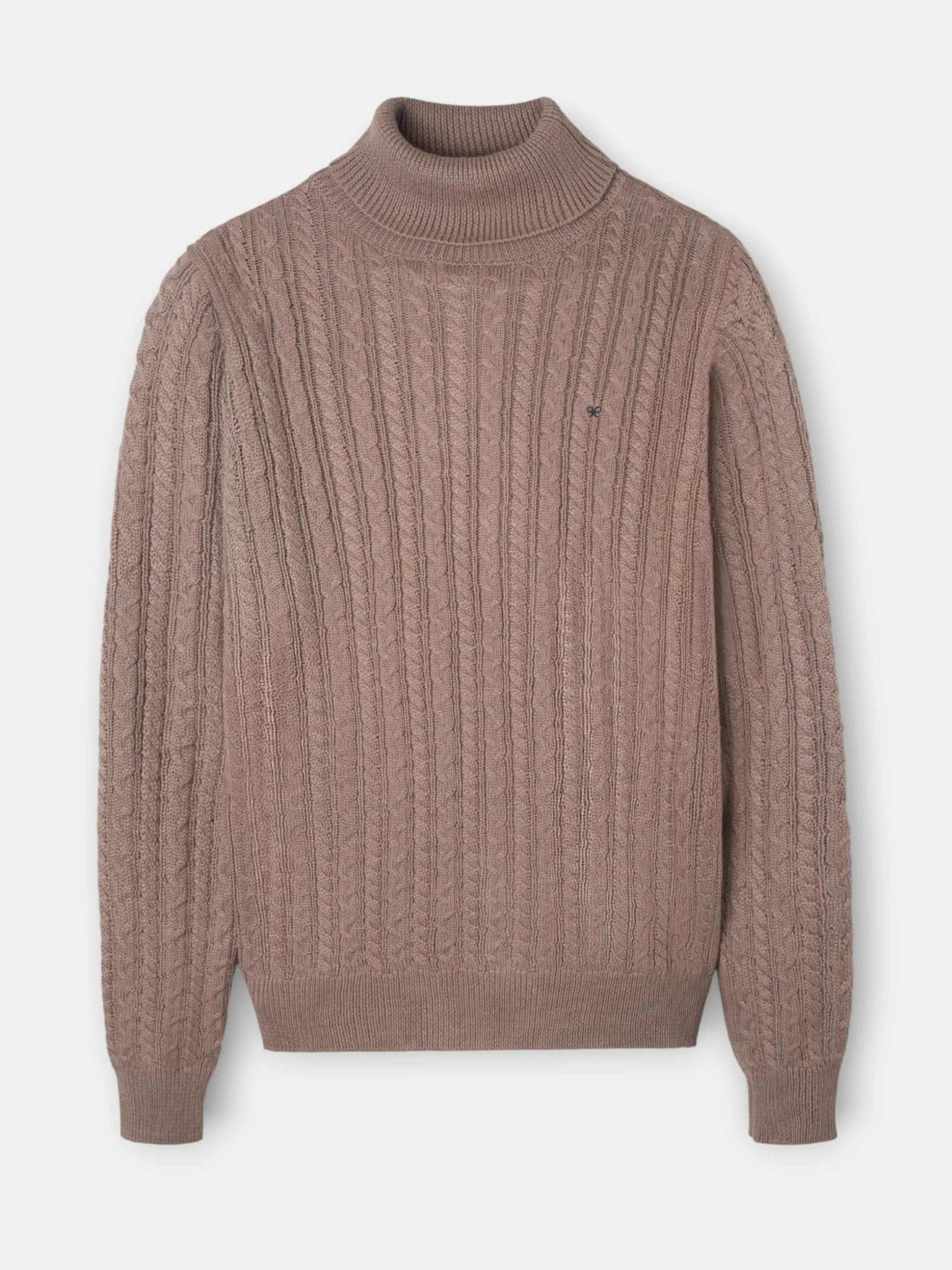Jersey cuello vuelto de ochos marron claro