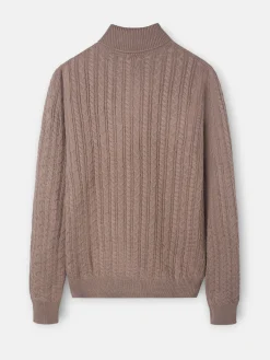 Jersey cuello vuelto de ochos marron claro