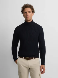 Jersey cuello vuelto de ochos azul marino