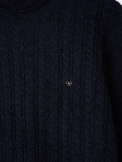 Jersey cuello vuelto de ochos azul marino