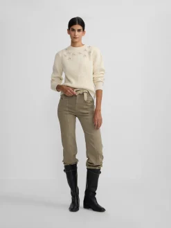 Jersey flores bordadas crudo