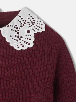 Jersey girl punto cuello bobo burdeos