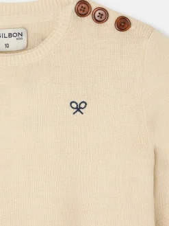 Jersey kids liso botones beige