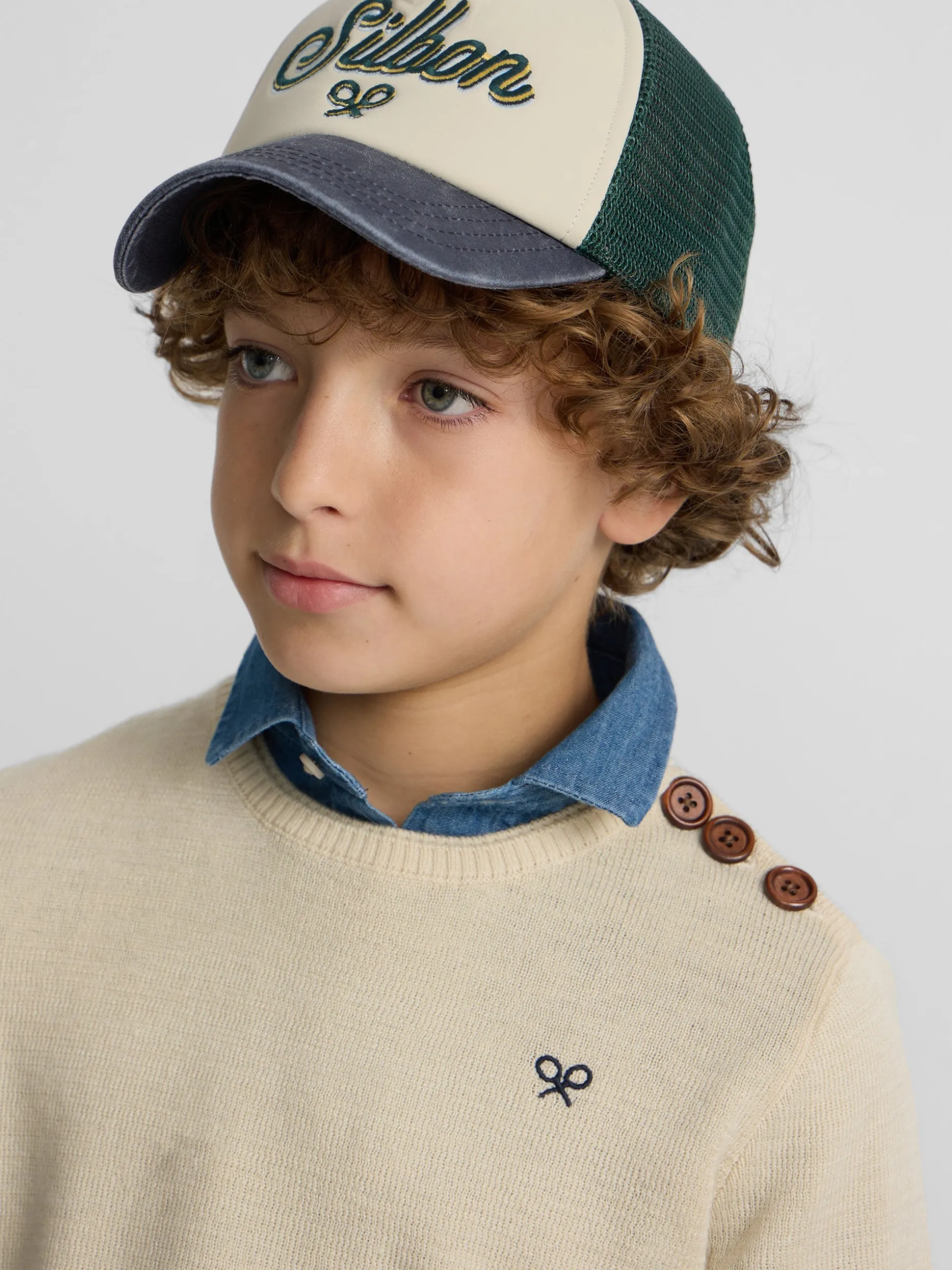 Jersey kids liso botones beige