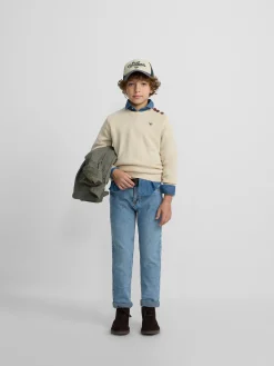 Jersey kids liso botones beige