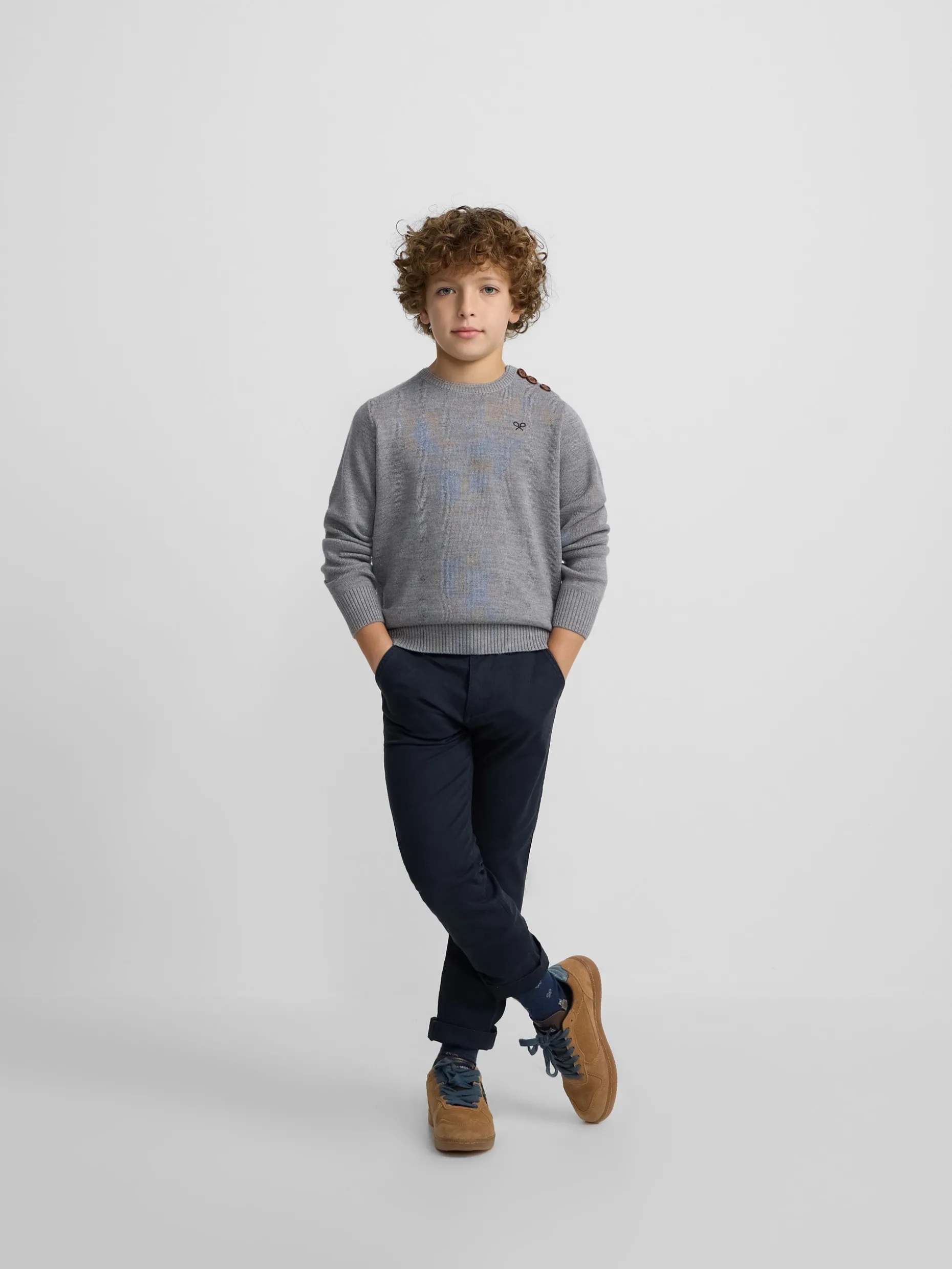 Jersey kids liso botones gris