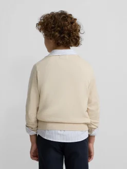 Jersey kids v neck beige