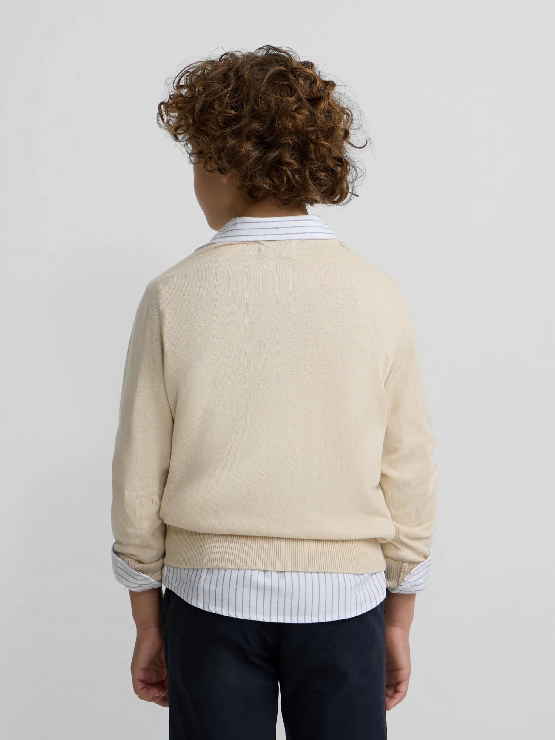 Jersey kids v neck beige