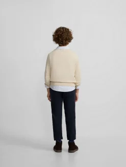 Jersey kids v neck beige