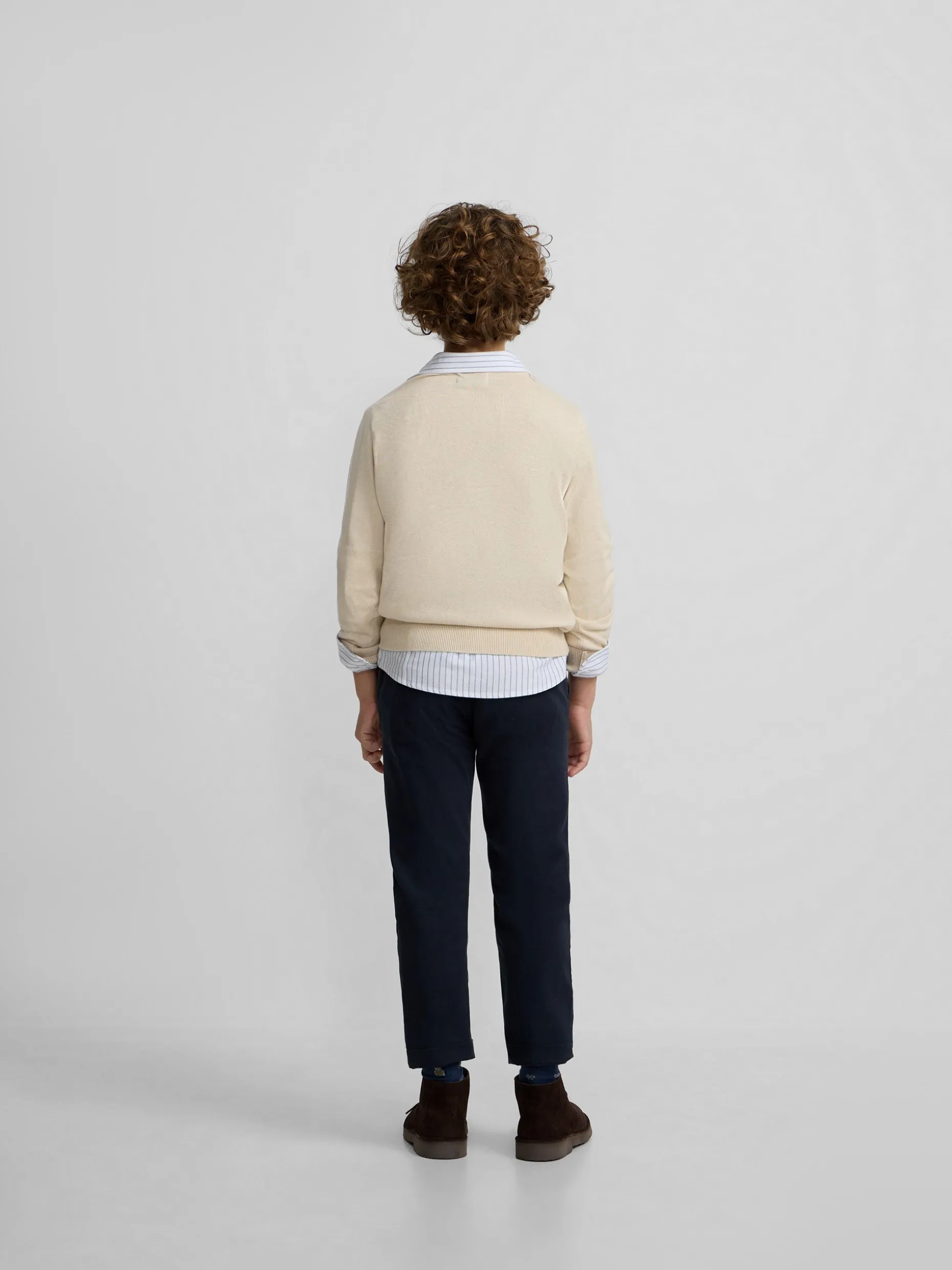 Jersey kids v neck beige