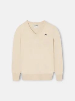 Jersey kids v neck beige
