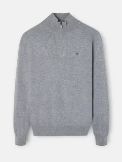 Jersey media cremallera gris medio