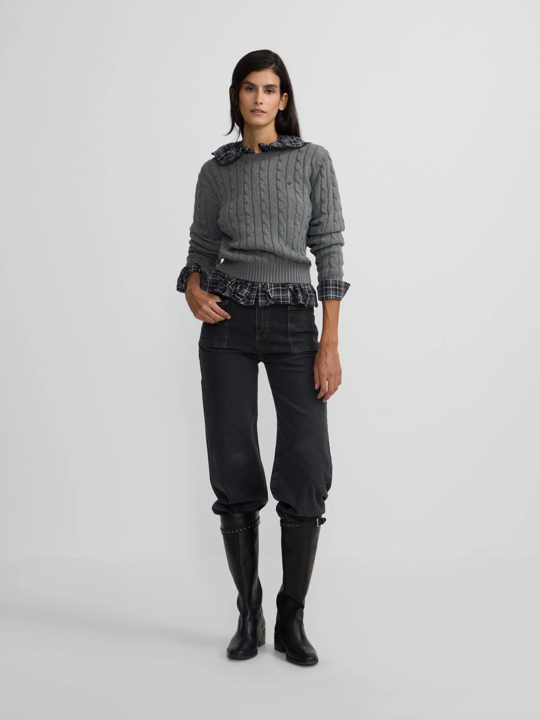 Jersey punto ochos gris