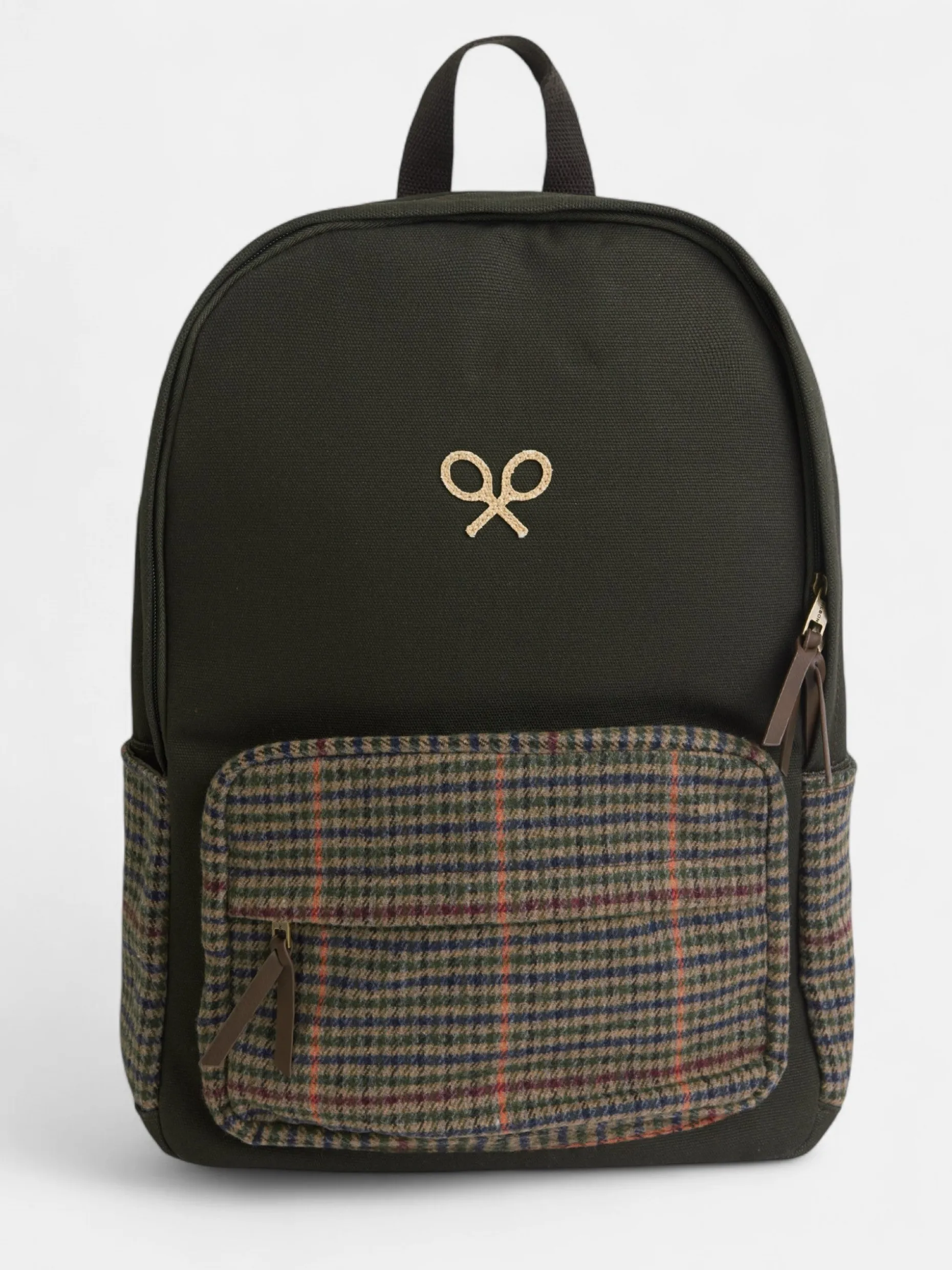 Mochila casual tejido cuadros marron