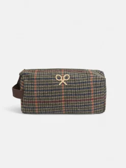 Neceser casual tejido cuadros marron