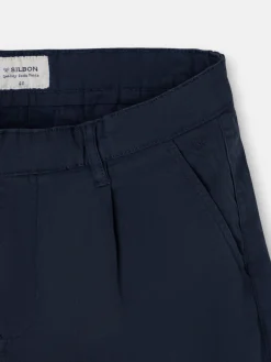 Pantalon chino casual pinzas azul marino
