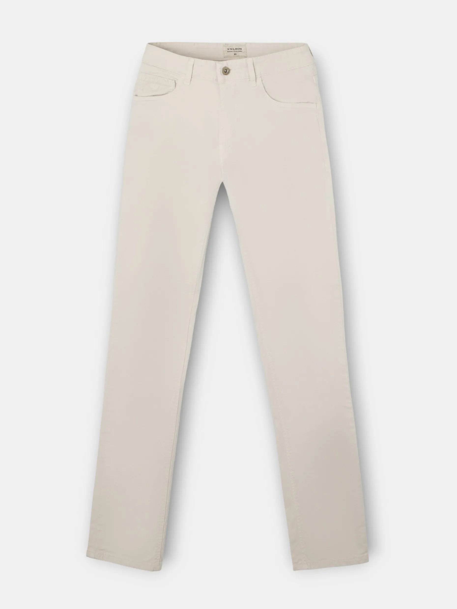 Pantalon cinco bolsillos pana beige claro