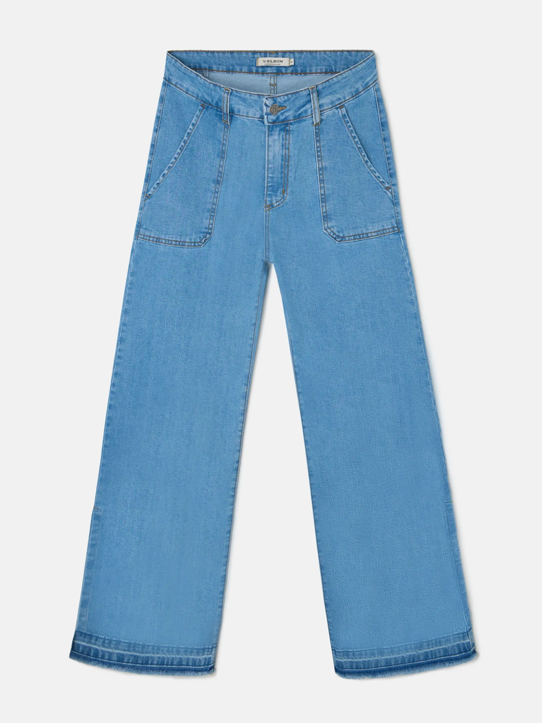 Pantalon culotte bolsillos denim