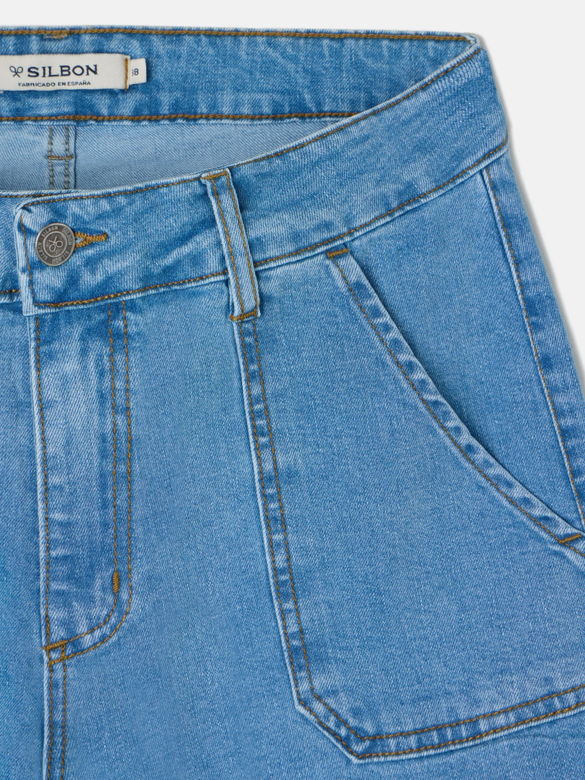Pantalon culotte bolsillos denim
