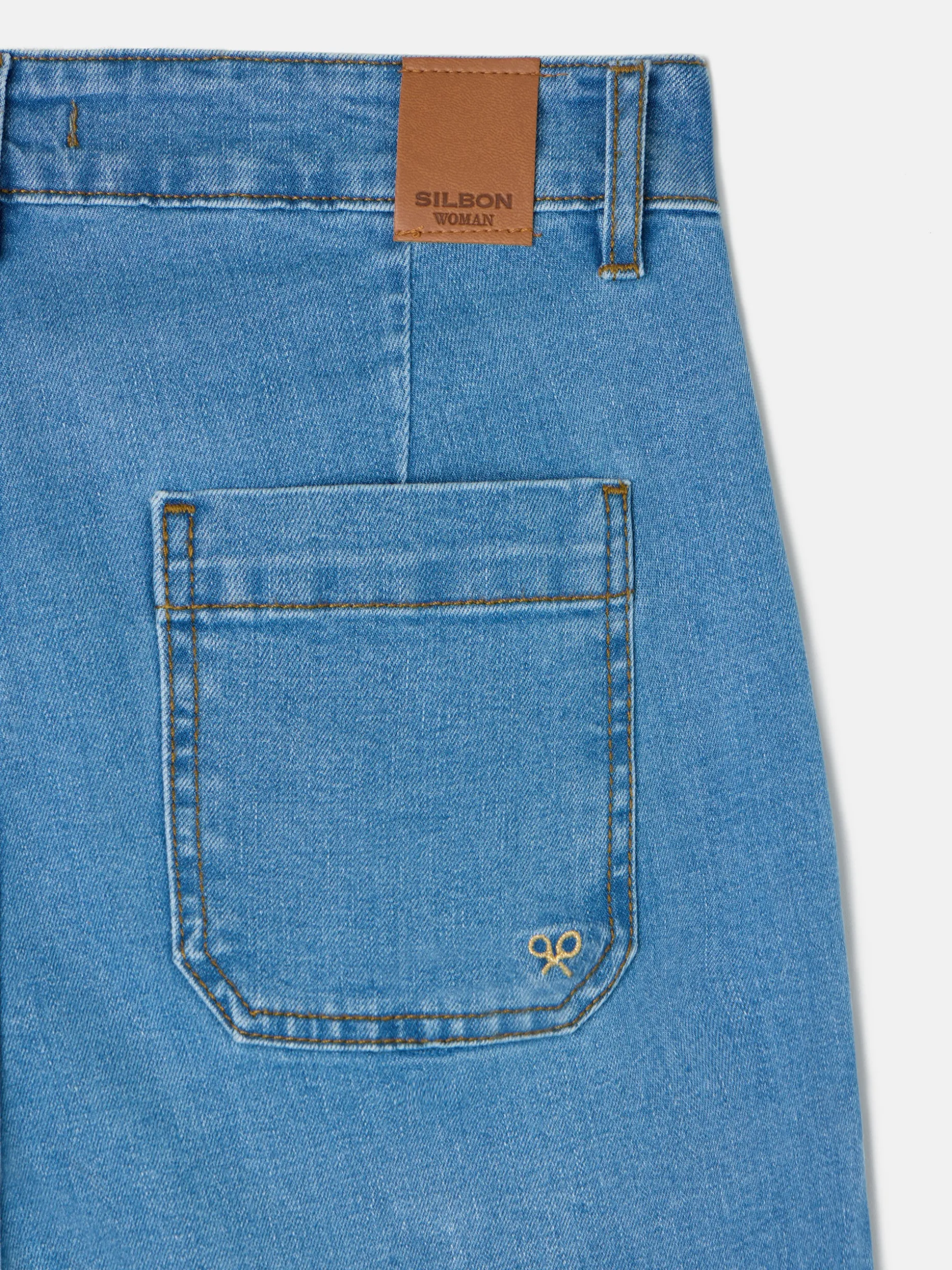Pantalon culotte bolsillos denim