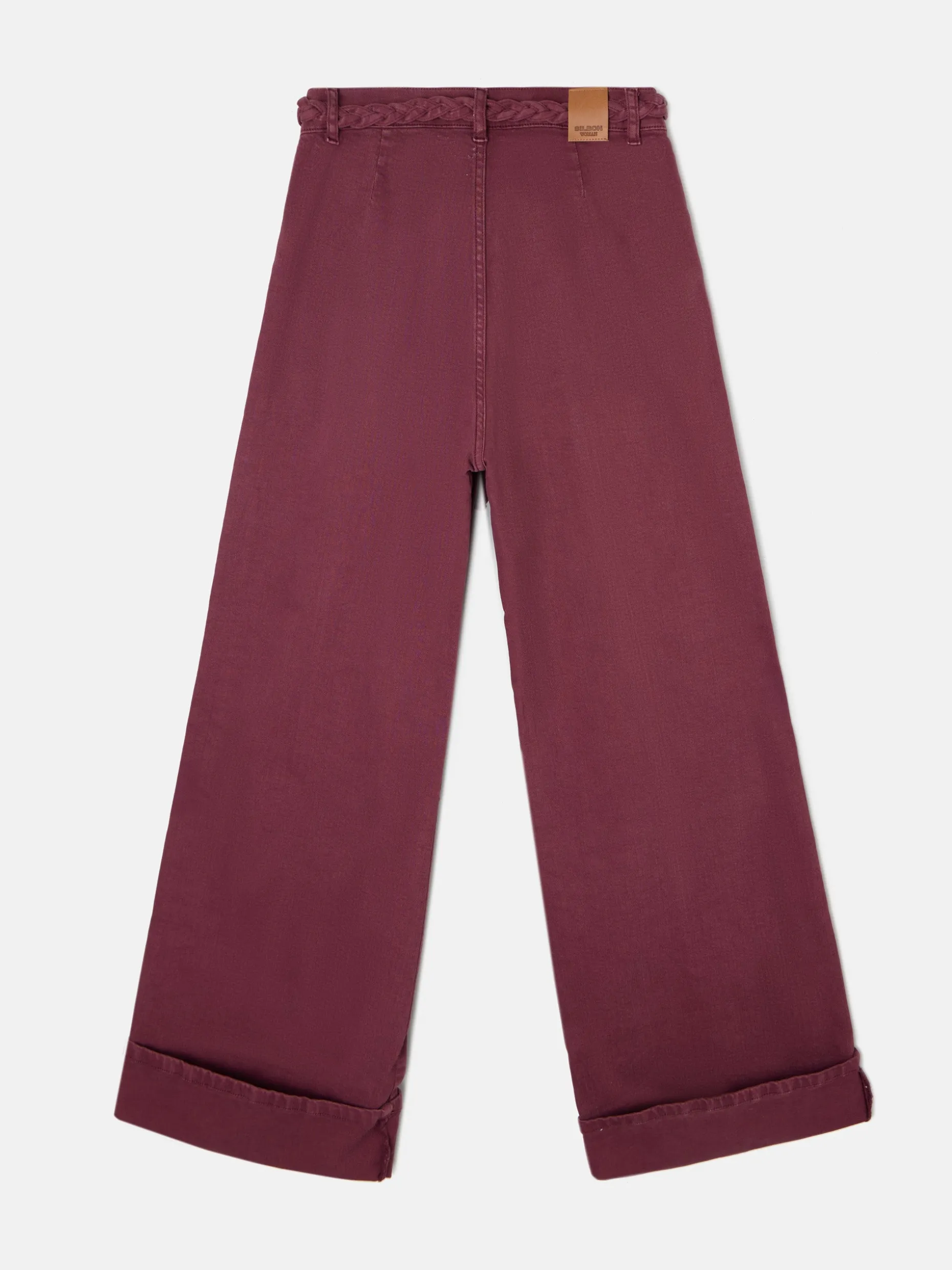 Pantalon denim cinturon trenza granate