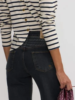 Pantalon denim espiga estampado gris