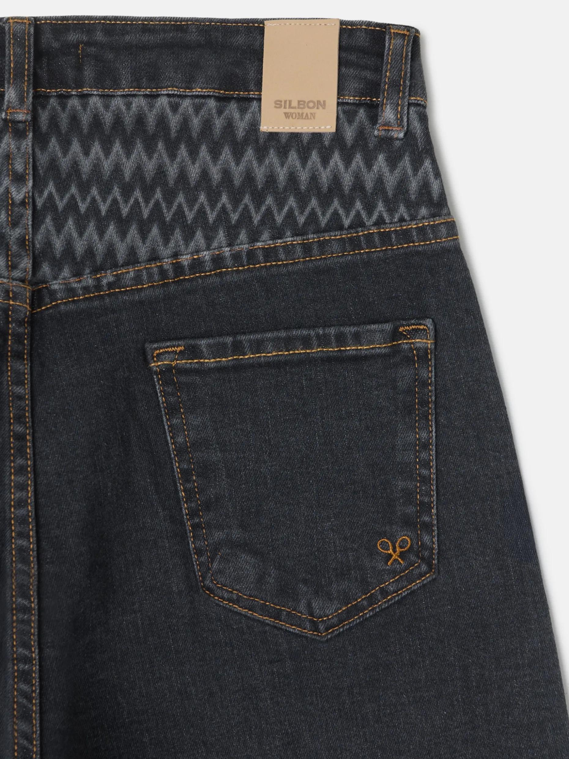 Pantalon denim espiga estampado gris