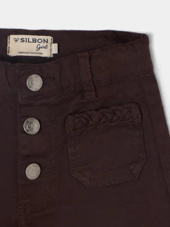 Pantalon girl bolsillos trenza marron