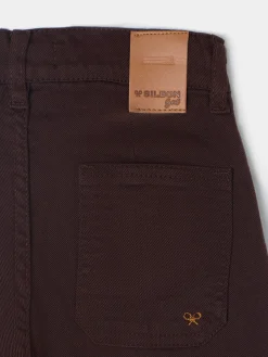 Pantalon girl bolsillos trenza marron