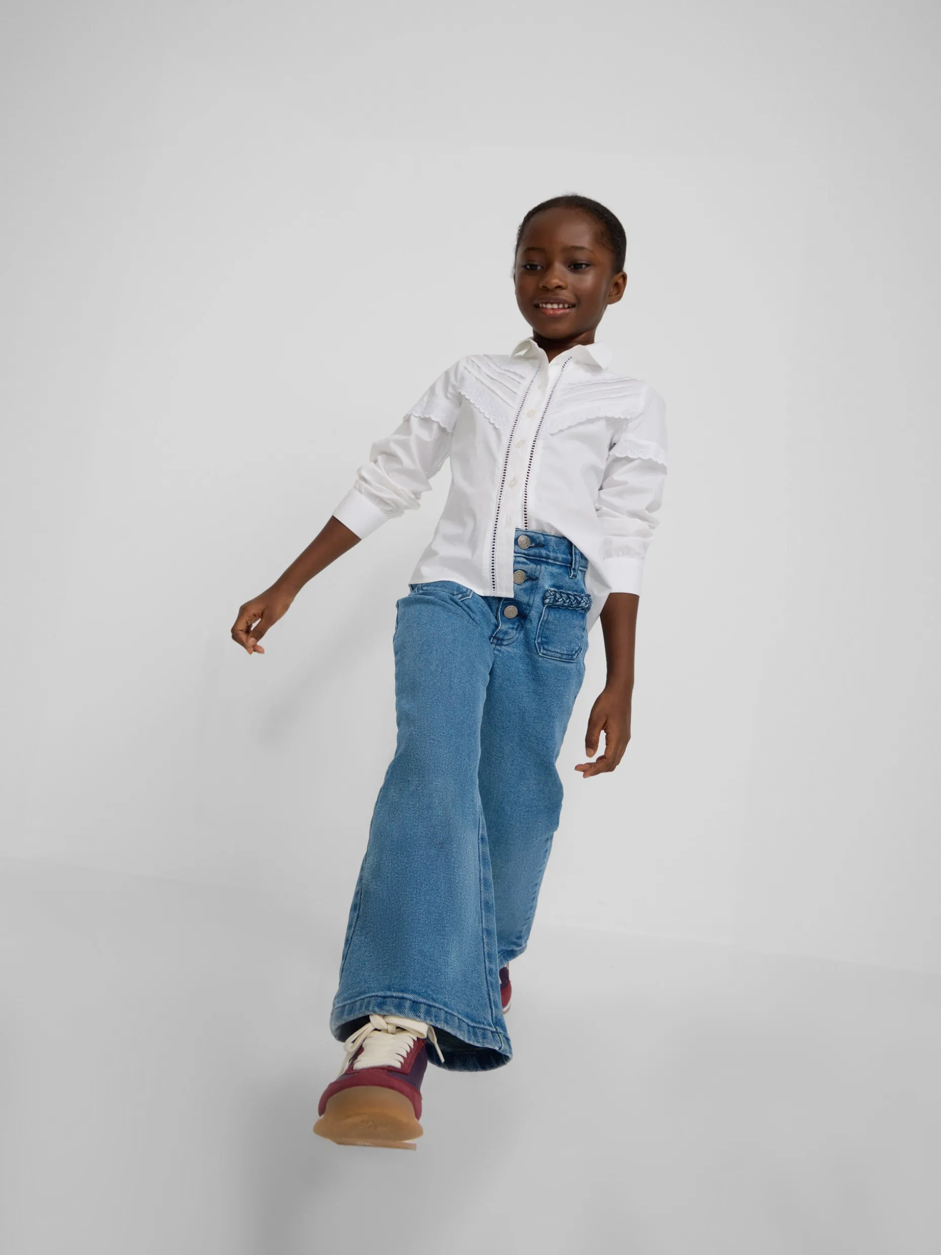Pantalon girl bolsillos trenza denim