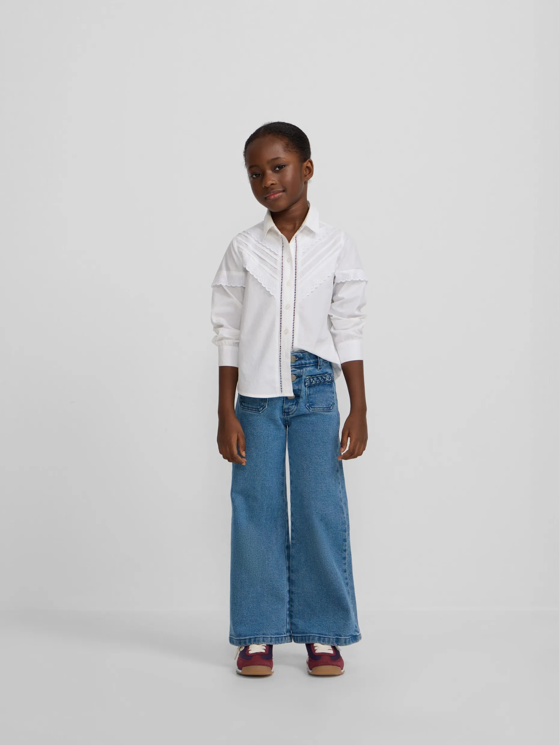 Pantalon girl bolsillos trenza denim