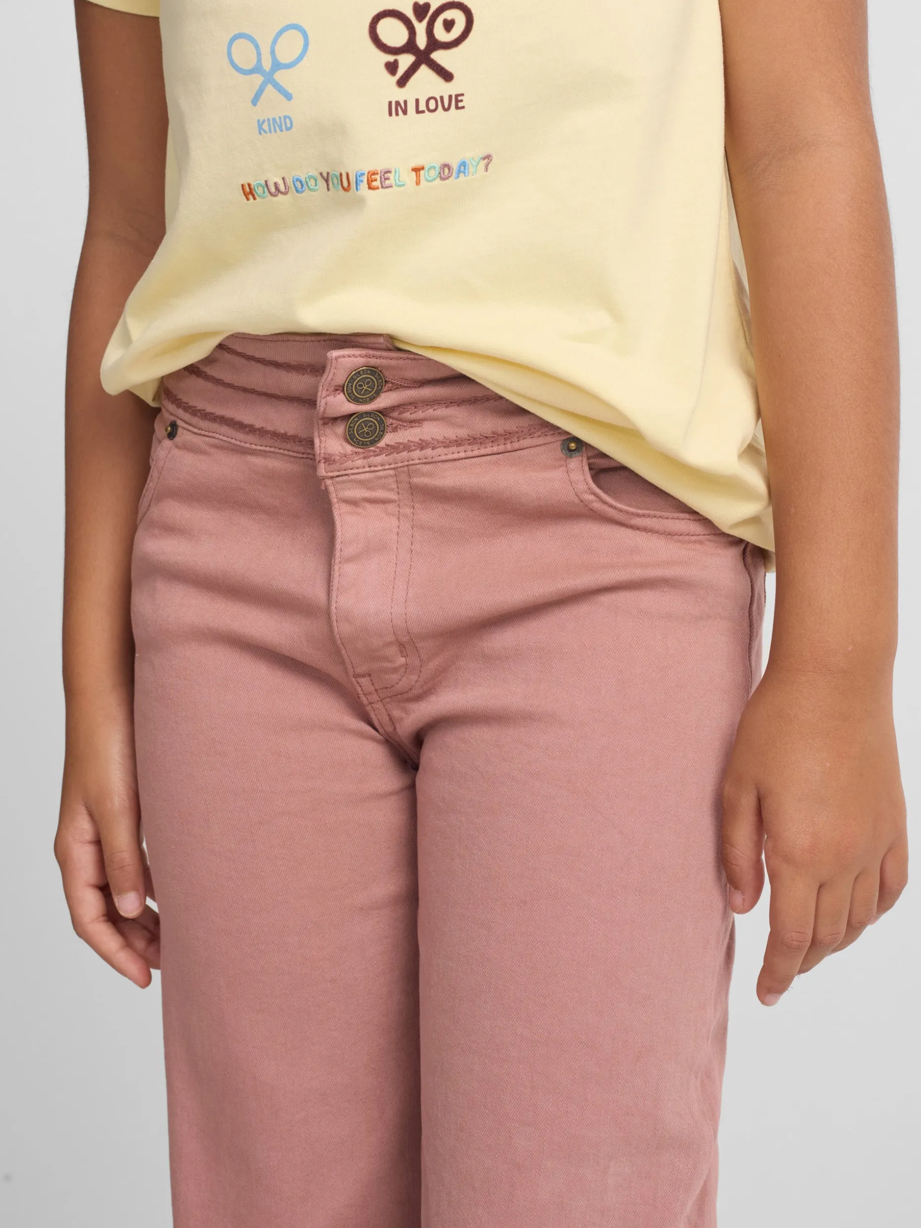 Pantalon girl bordado rosa