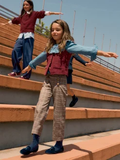 Pantalon girl cuadros marrones