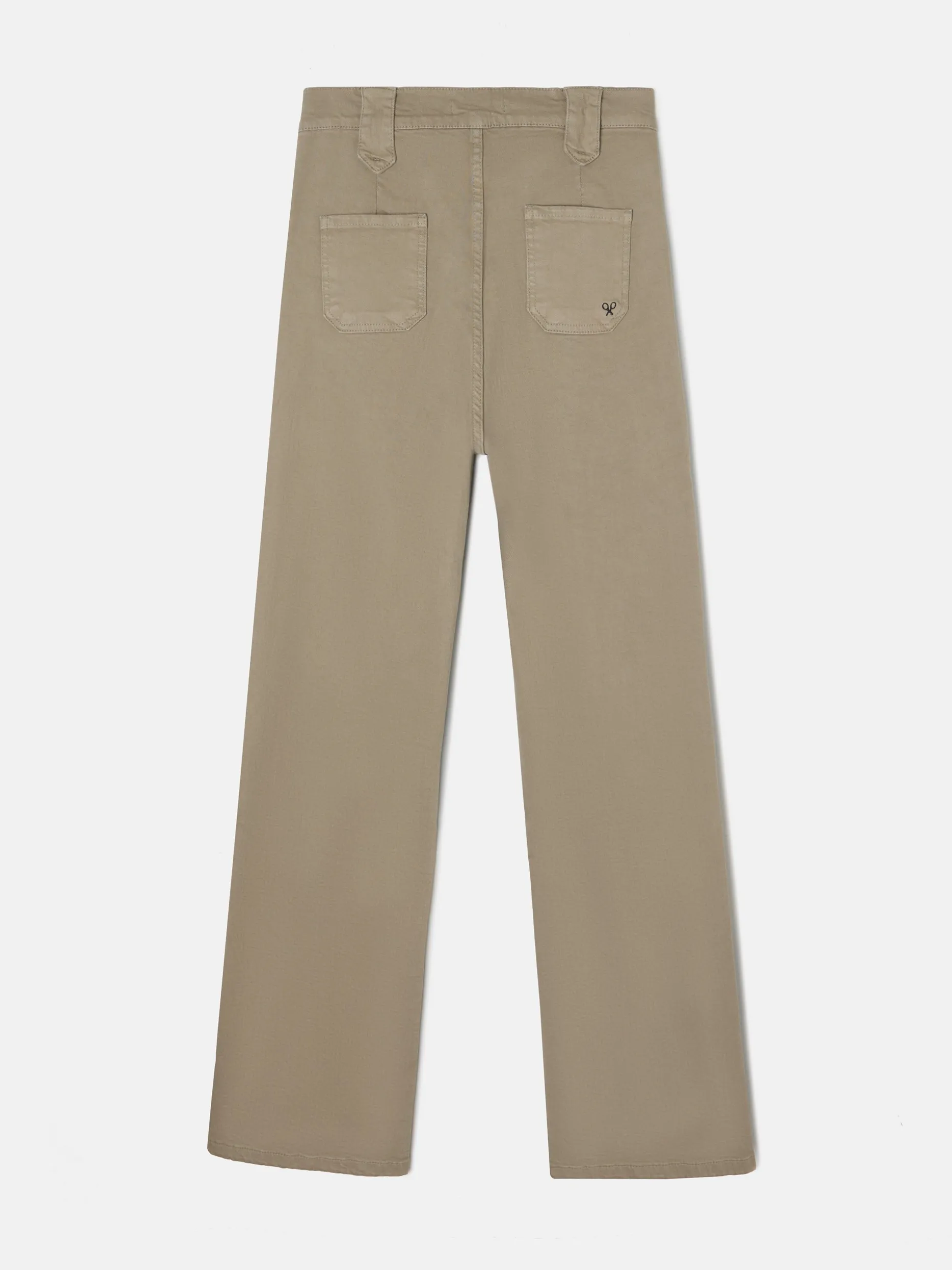 Pantalon recto detalle hebillas beige oscuro