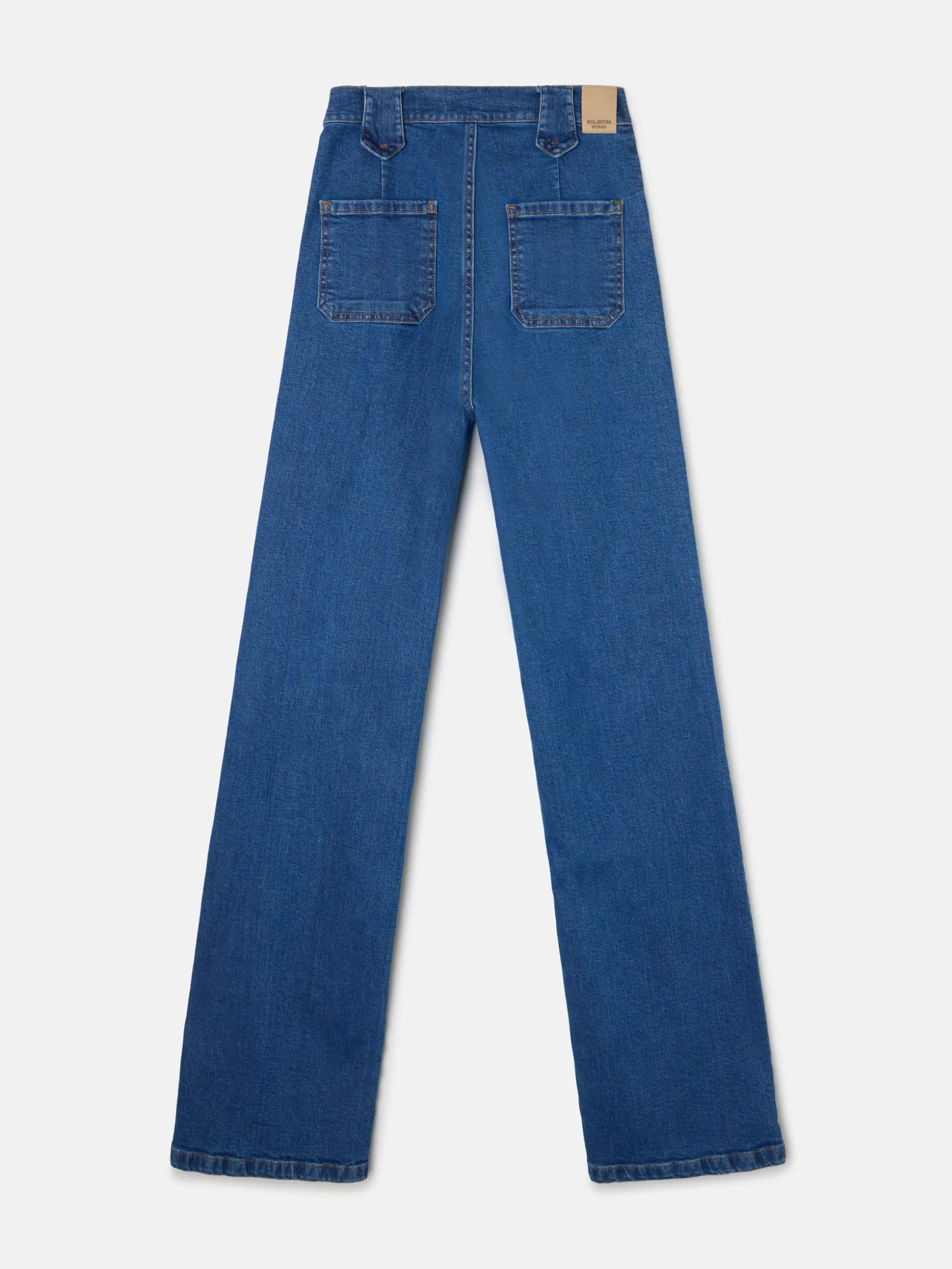 Pantalon recto detalle hebillas denim