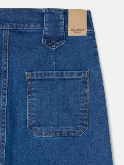 Pantalon recto detalle hebillas denim