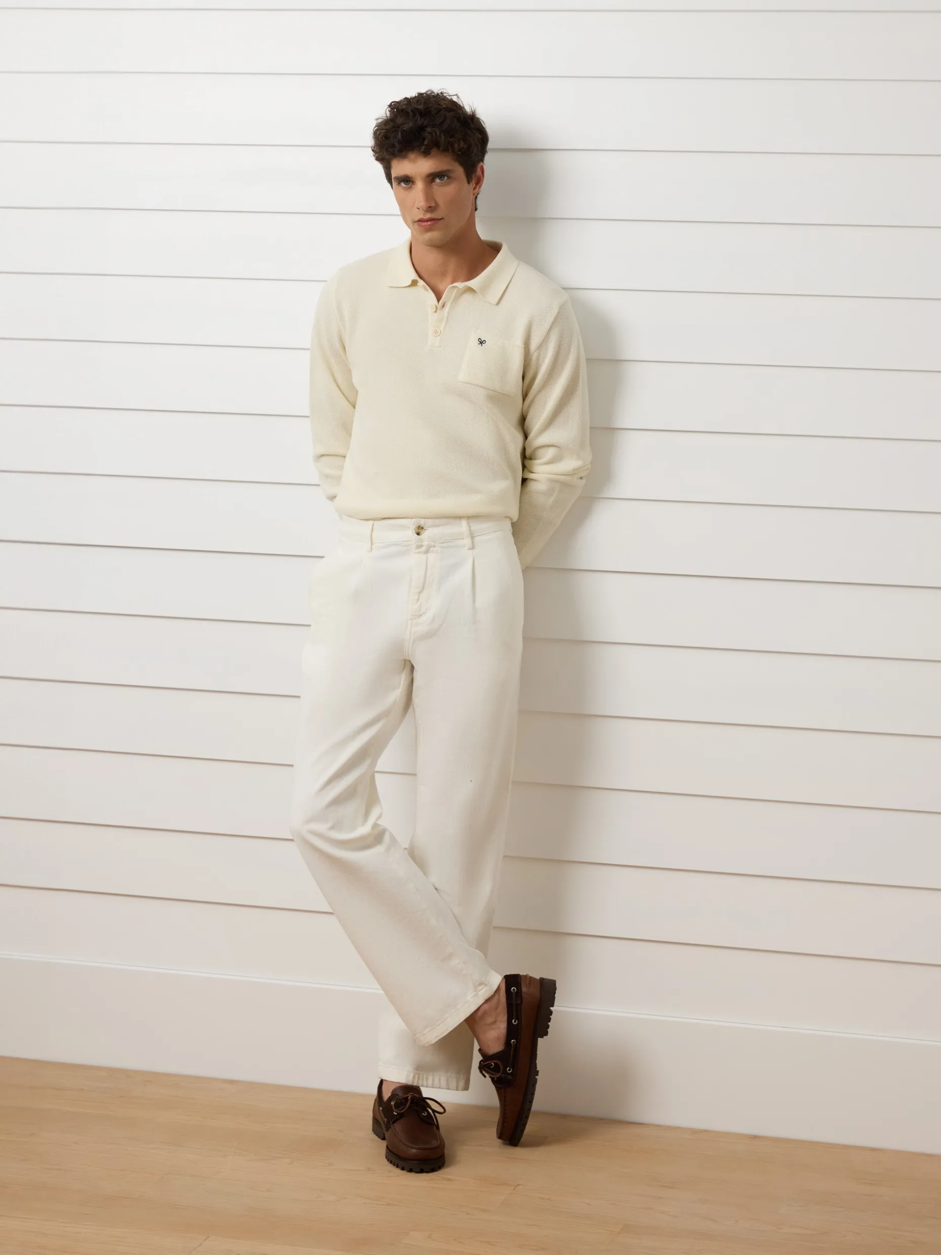 Pantalon sport pinza recto beige