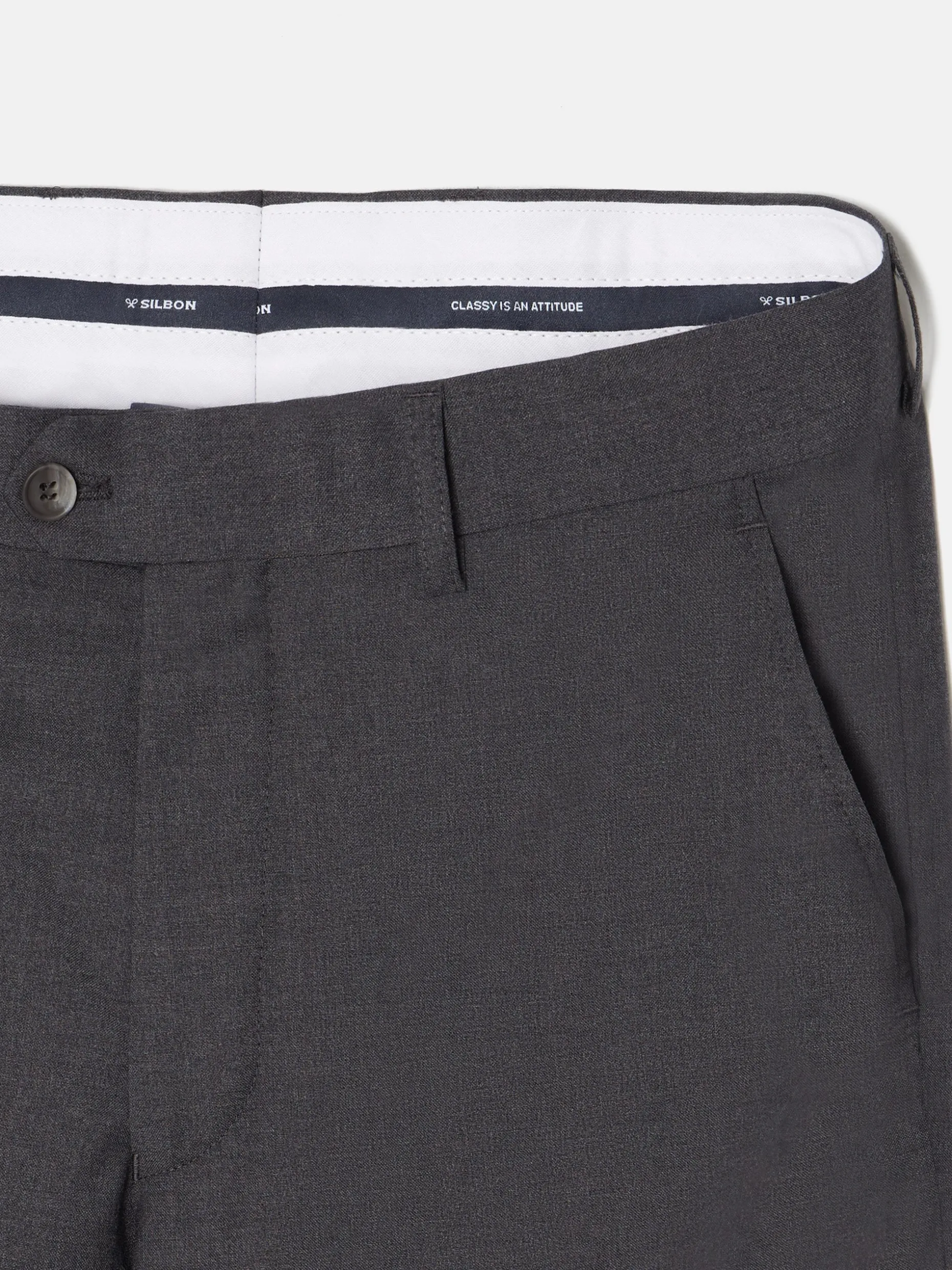 Pantalon traje cruzado stretch gris