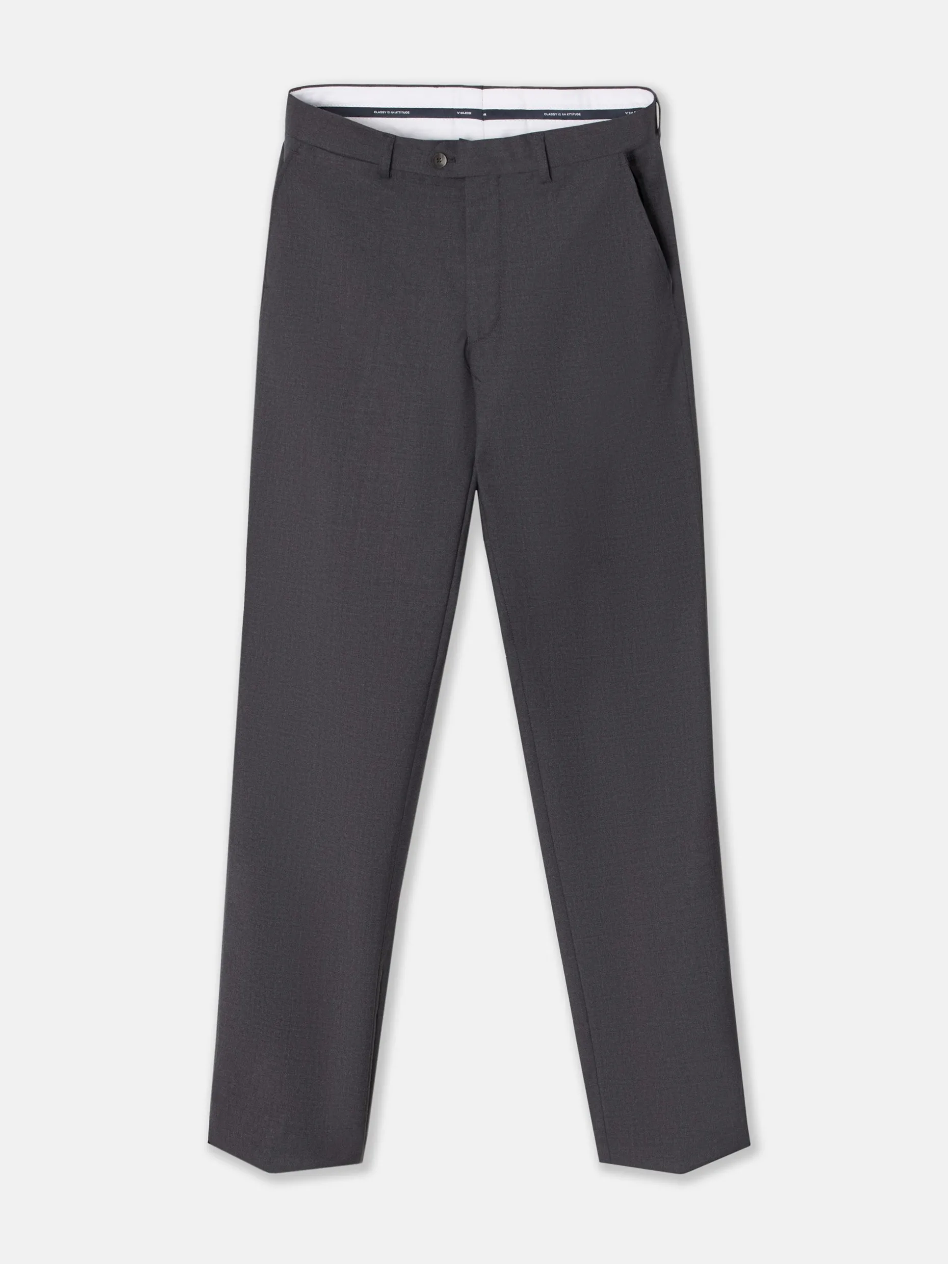 Pantalon traje cruzado stretch gris