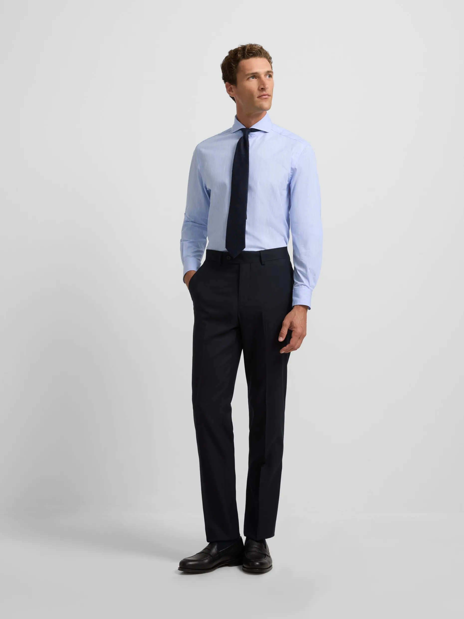Pantalon traje natural stretch azul claro