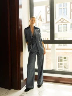 Pantalon vestir cuadros azules