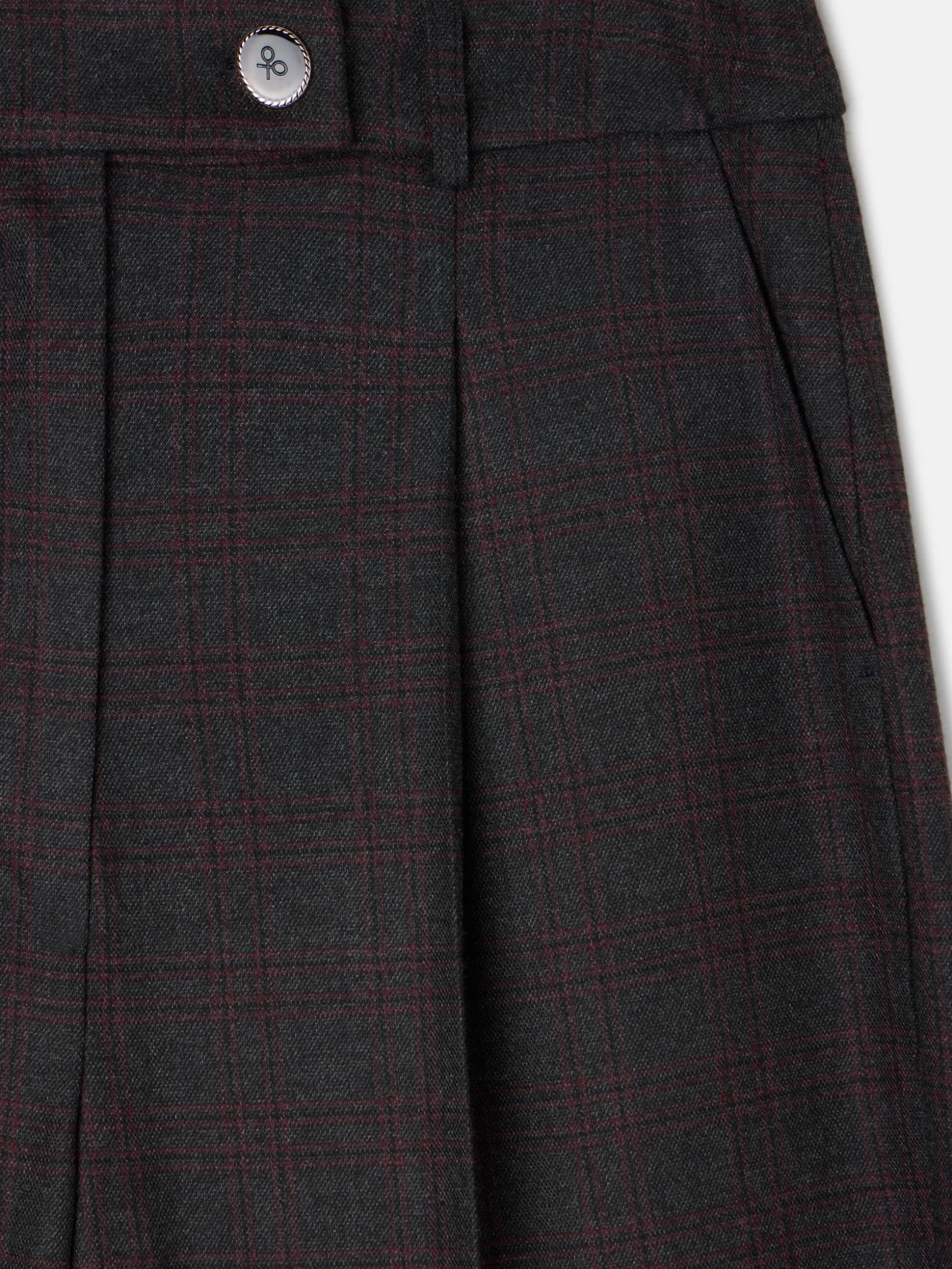 Pantalon vestir cuadros grises y burdeos