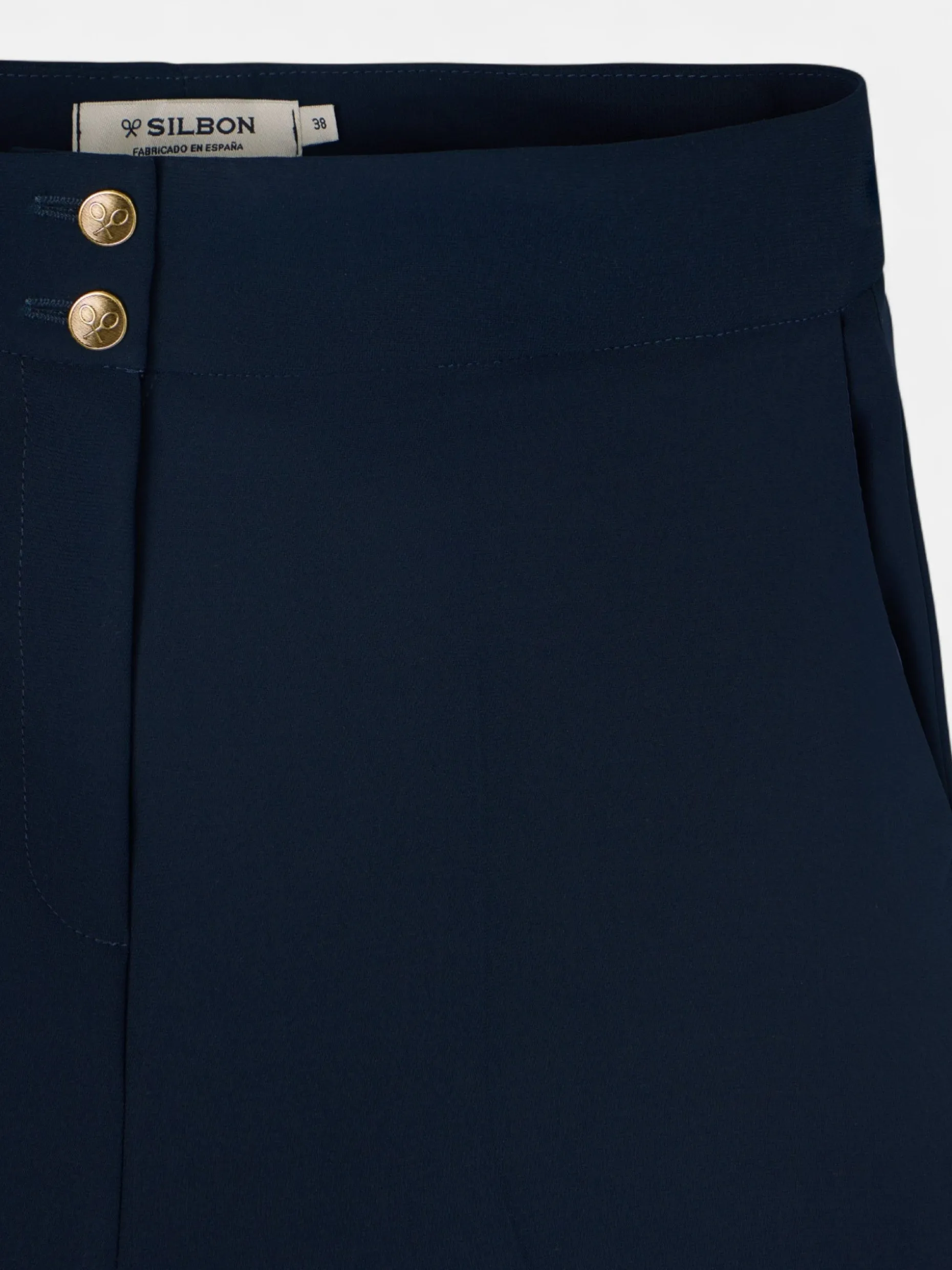 Pantalon vestir detalles saten marino